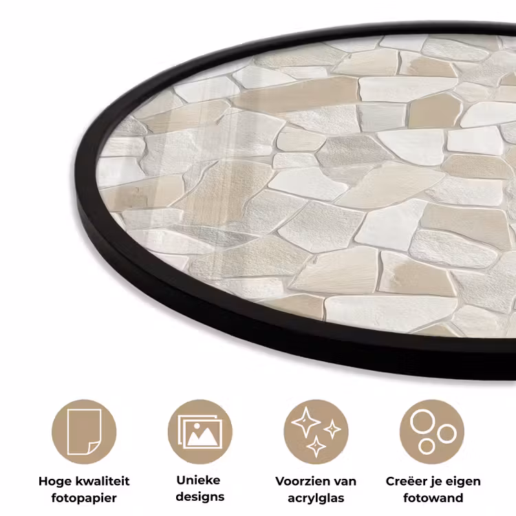 Ronde fotolijst - Mozaïek - Stenen - Beige — 5
