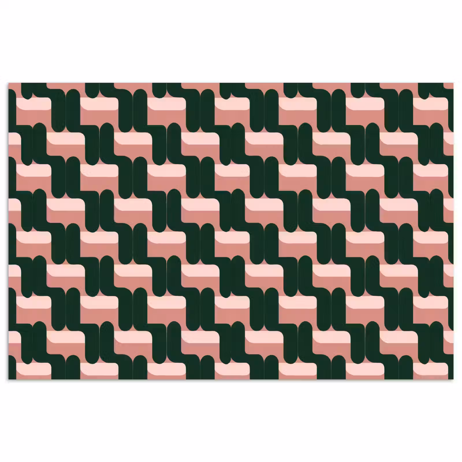 Poster - Vlechtpatroon - Groen - Roze - Geometrisch — 1