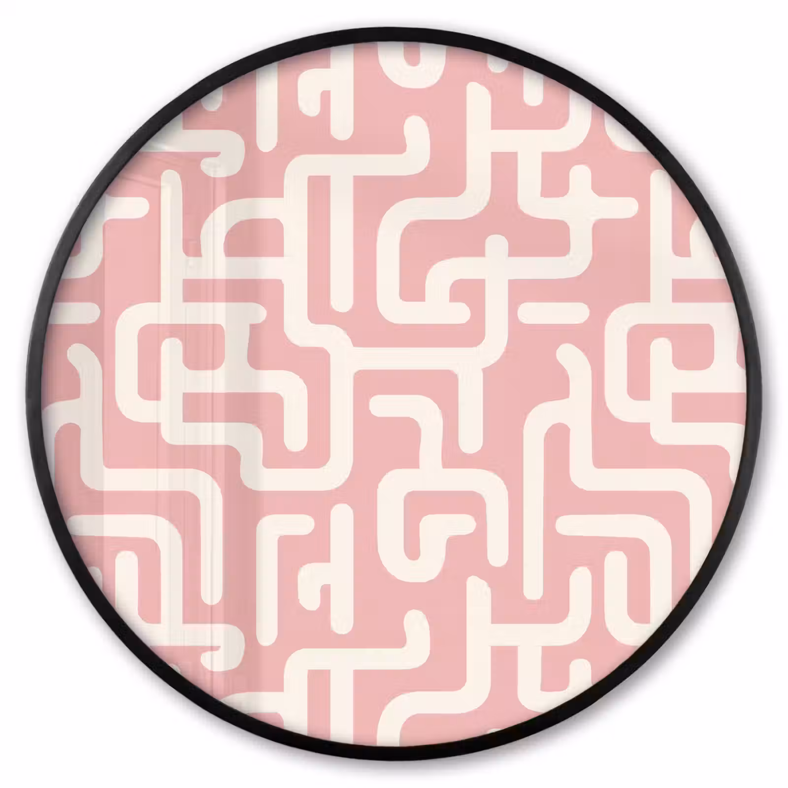 Ronde fotolijst - Doolhofpatroon - Roze - Wit - Abstract — 1
