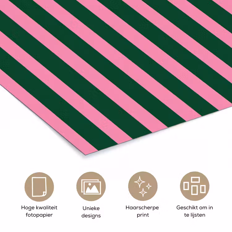 Poster - Verticale strepen - Groen - Roze — 5