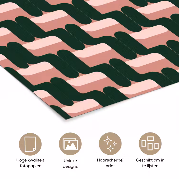 Poster - Vlechtpatroon - Groen - Roze - Geometrisch — 5