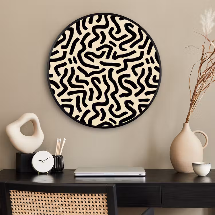 Ronde fotolijst - Abstract - Lijnen - Zwart — 2