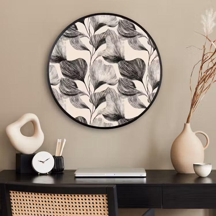 Ronde fotolijst - Botanisch - Bladeren - Zwart — 2