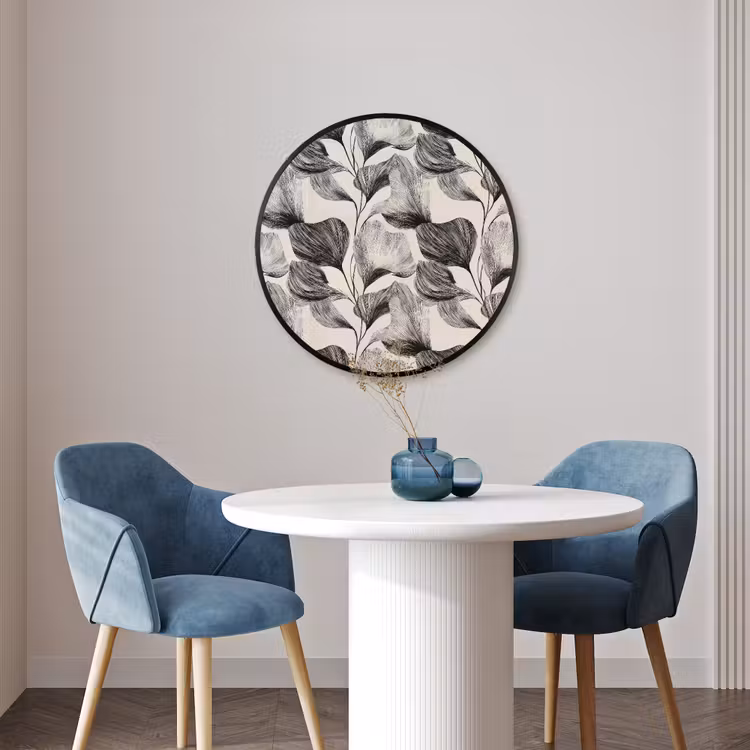 Ronde fotolijst - Botanisch - Bladeren - Zwart — 3
