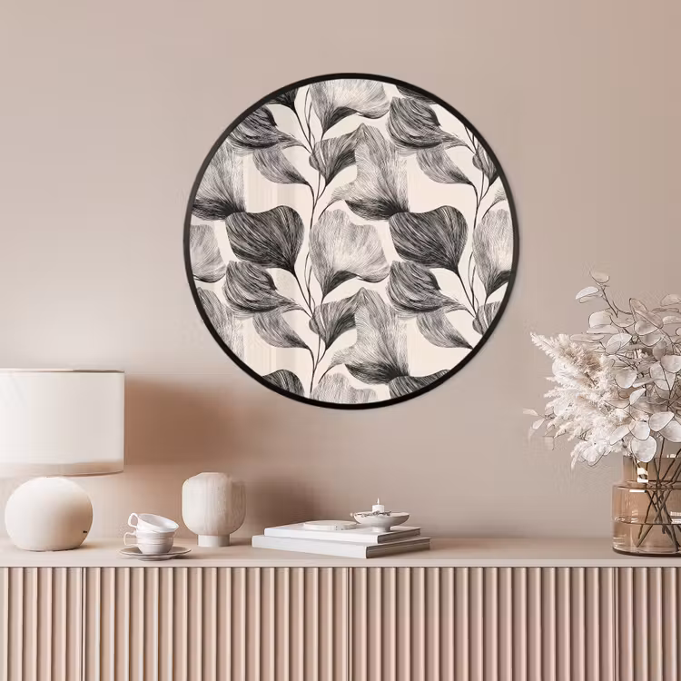 Ronde fotolijst - Botanisch - Bladeren - Zwart — 4