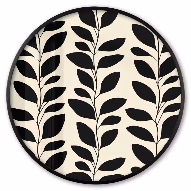 Ronde fotolijst - Botanisch - Dessin - Zwart - Beige — 1
