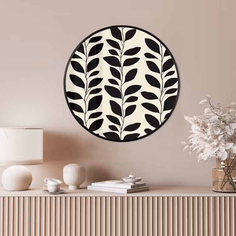 Ronde fotolijst - Botanisch - Dessin - Zwart - Beige — 4