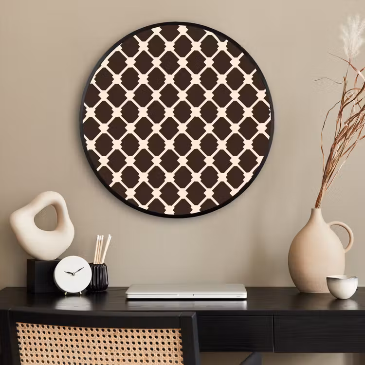 Ronde fotolijst - Bruin - Ruitpatroon - Geometrisch — 2