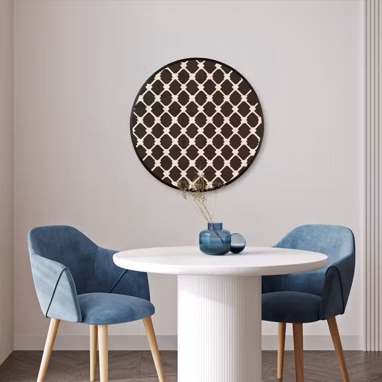 Ronde fotolijst - Bruin - Ruitpatroon - Geometrisch — 3