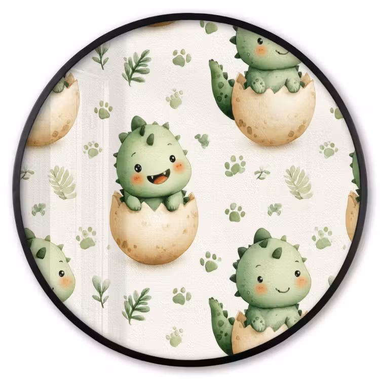 Ronde fotolijst - Dino - Eieren - Groen — 1