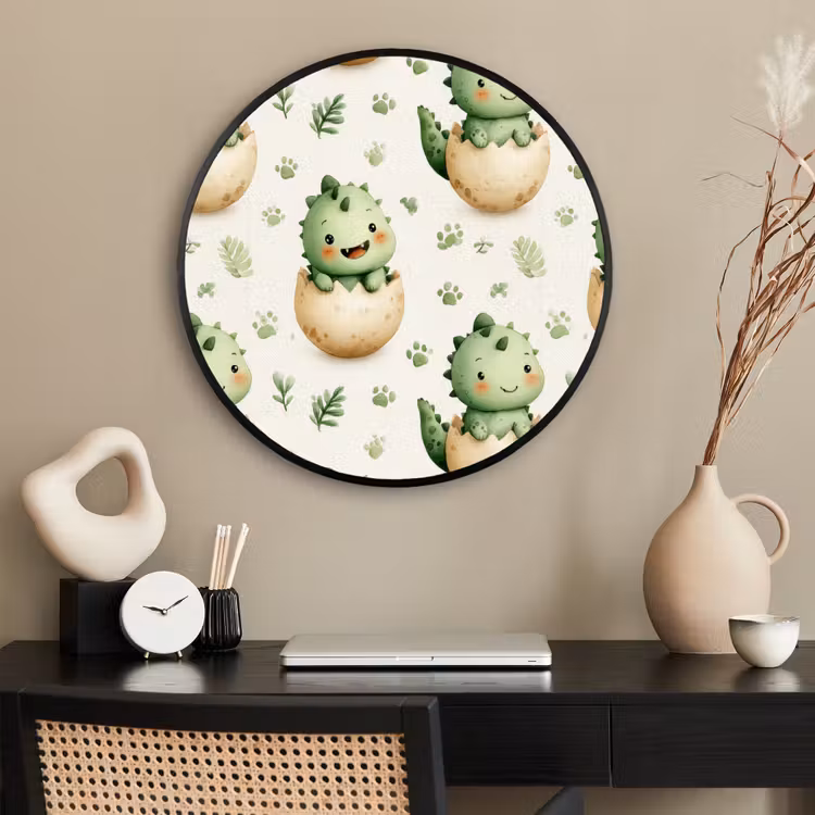 Ronde fotolijst - Dino - Eieren - Groen — 2