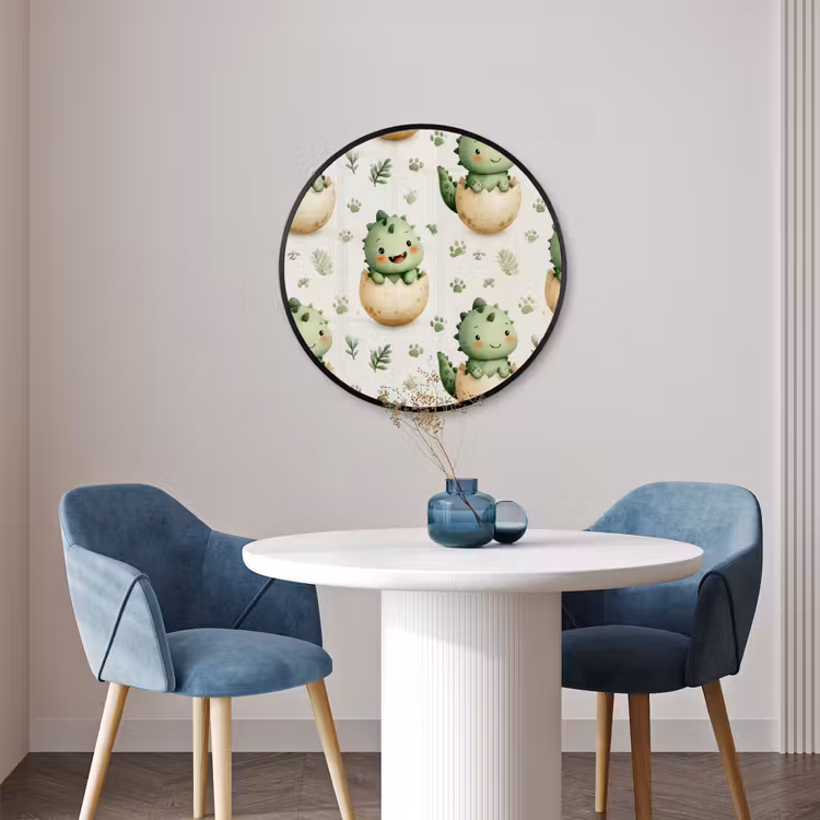 Ronde fotolijst - Dino - Eieren - Groen — 3