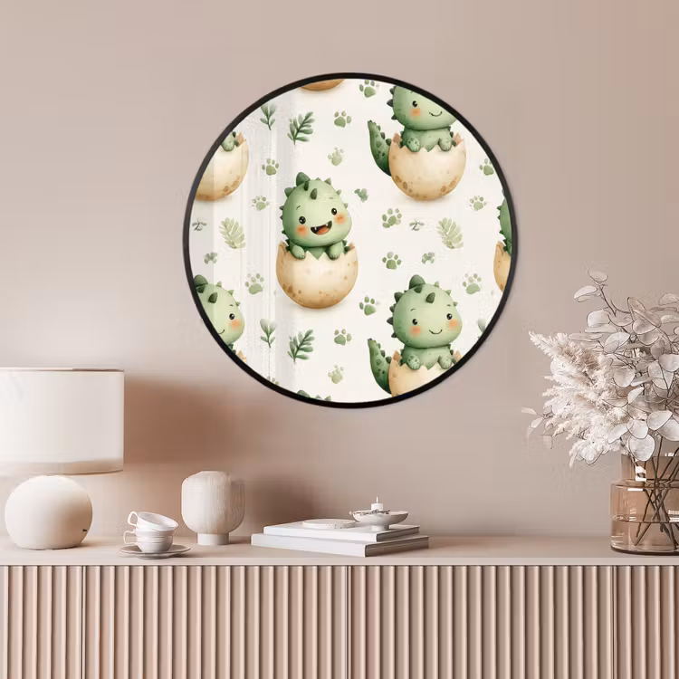 Ronde fotolijst - Dino - Eieren - Groen — 4