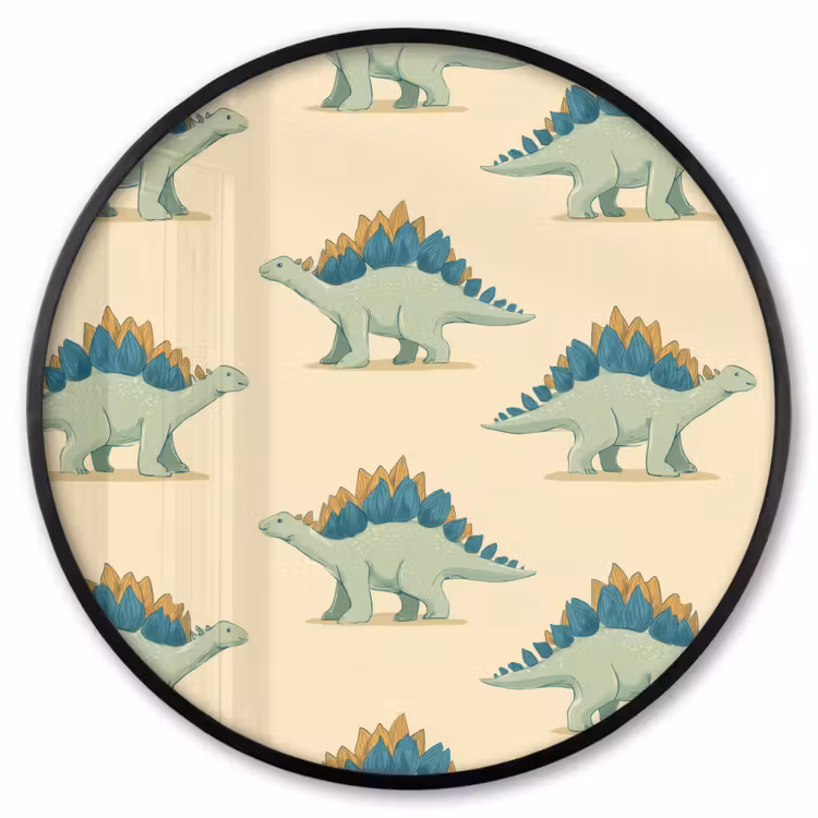 Ronde fotolijst - Dino - Patroon - Groen — 1