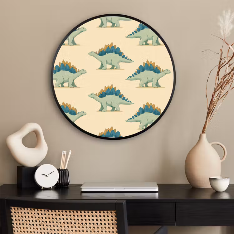 Ronde fotolijst - Dino - Patroon - Groen — 2
