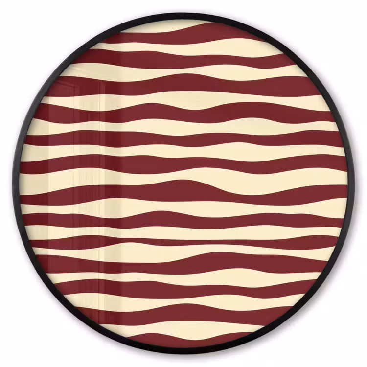 Ronde fotolijst - Golven - Rood - Patroon - Crème — 1