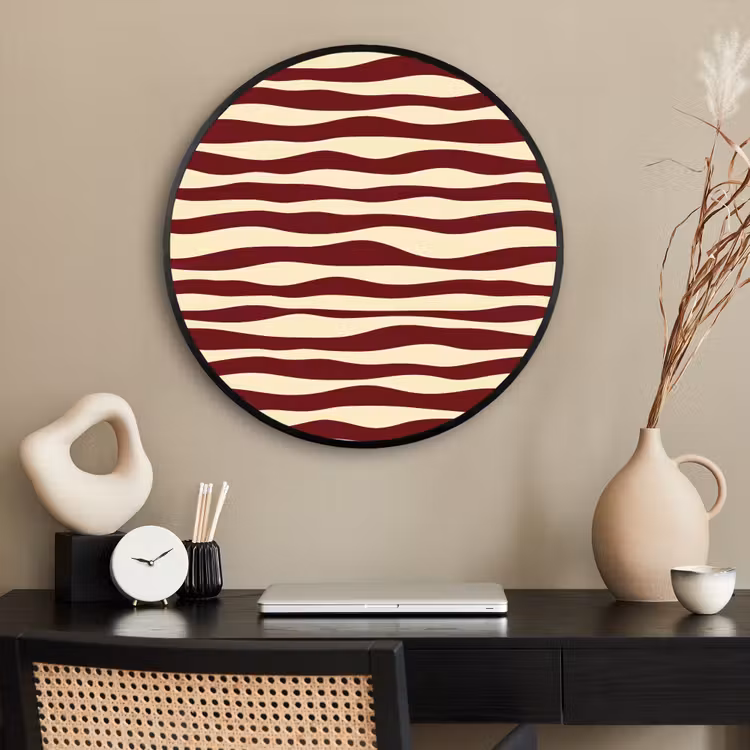 Ronde fotolijst - Golven - Rood - Patroon - Crème — 2