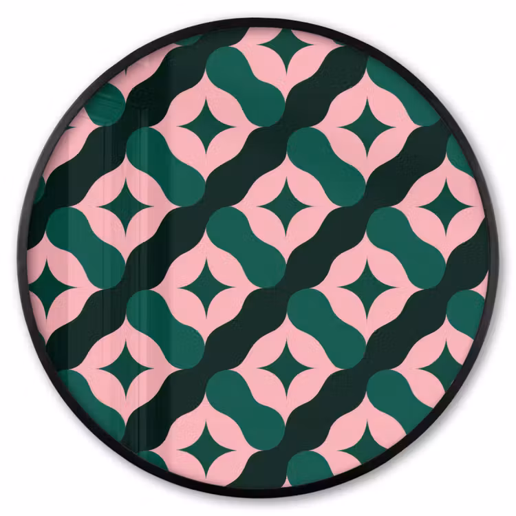 Ronde fotolijst - Groen - Roze - Retro - Sterren — 1