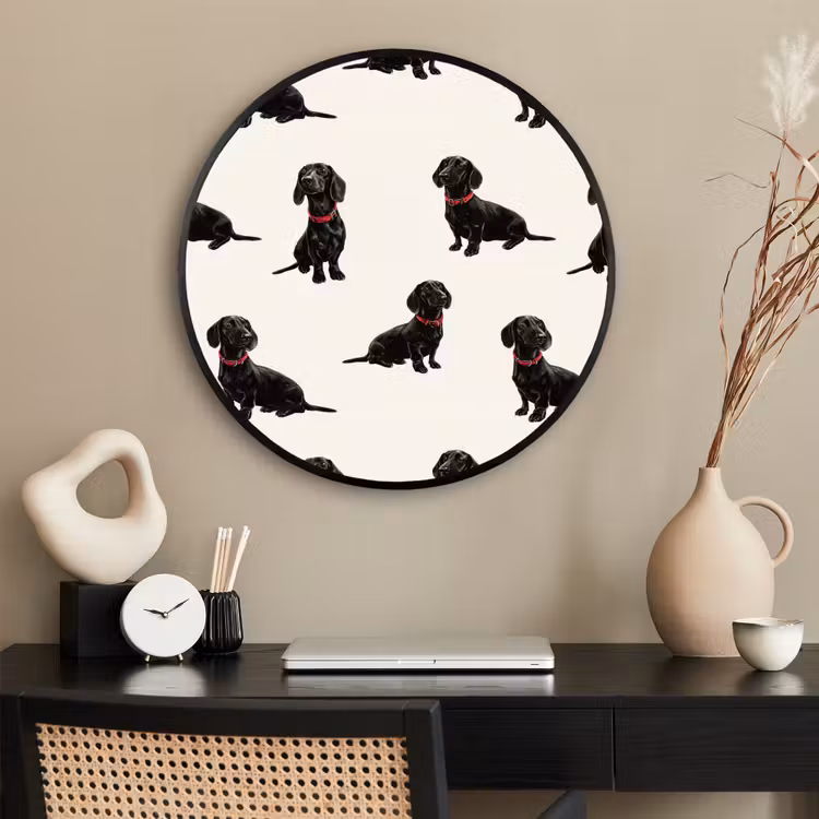 Ronde fotolijst - Hond - Patroon - Zwart — 2