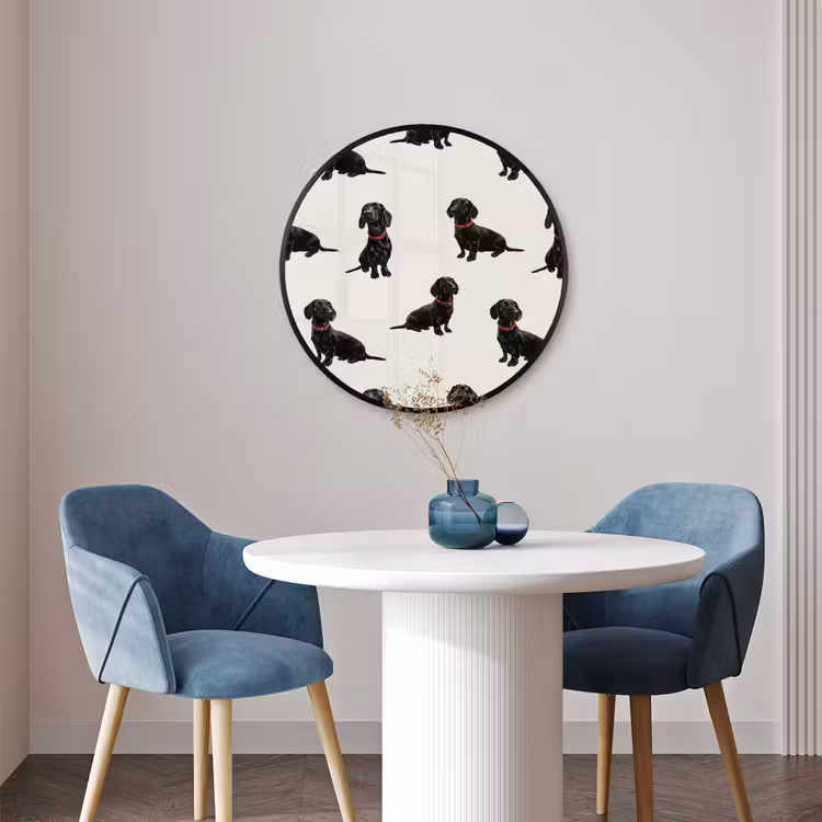 Ronde fotolijst - Hond - Patroon - Zwart — 3