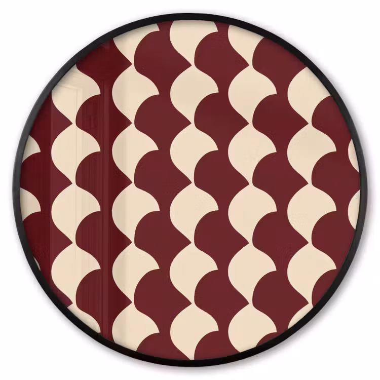 Ronde fotolijst - Rood - Tegelpatroon - Crème — 1