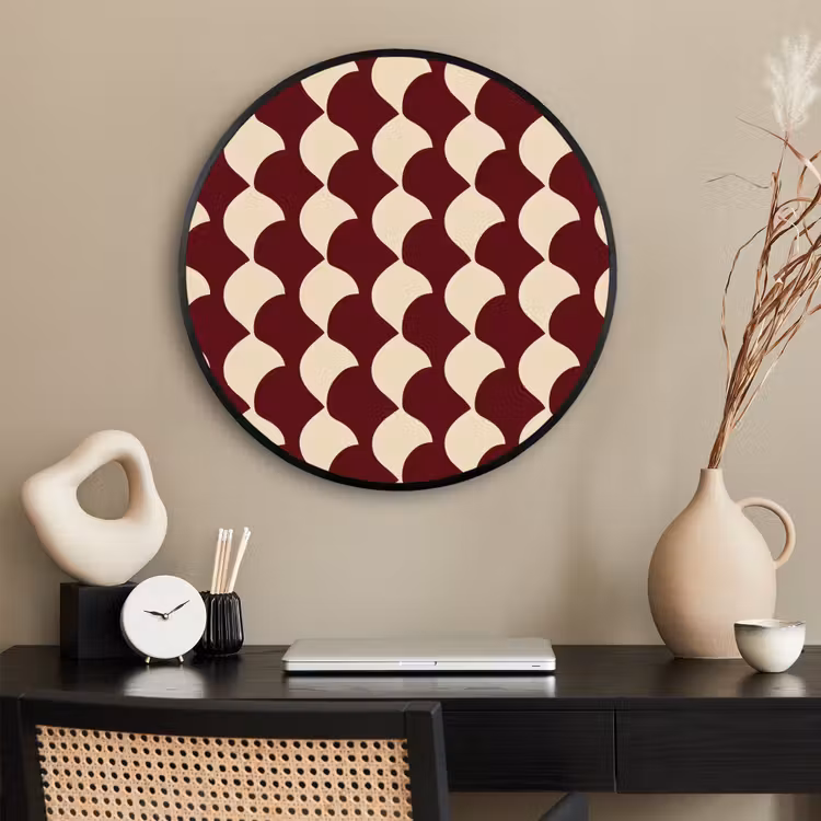 Ronde fotolijst - Rood - Tegelpatroon - Crème — 2