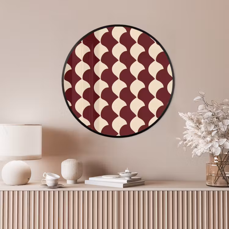 Ronde fotolijst - Rood - Tegelpatroon - Crème — 4