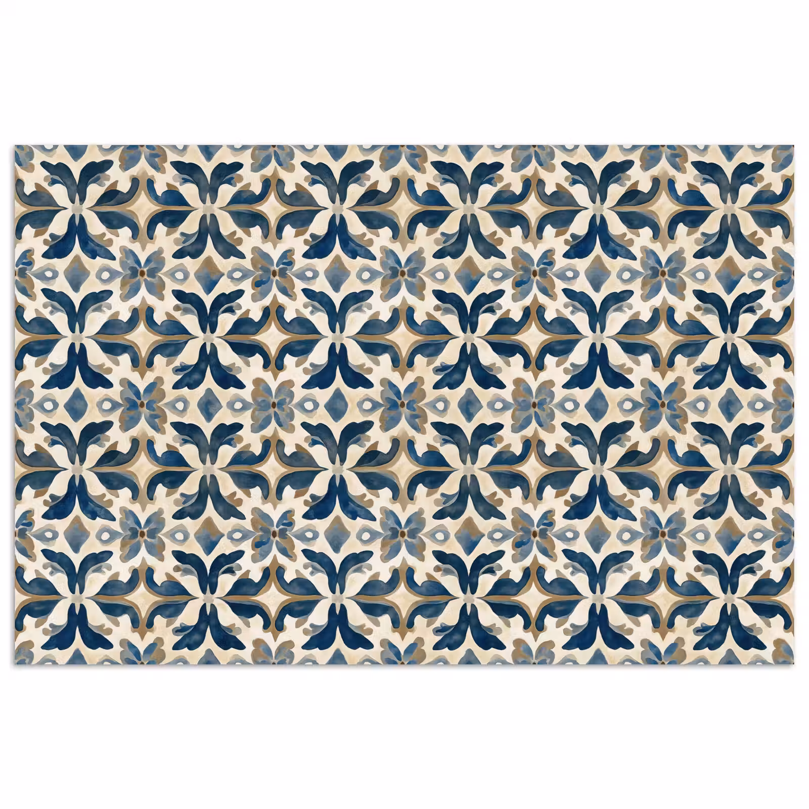 Poster - Tegel - Patroon - Blauw - Beige — 1