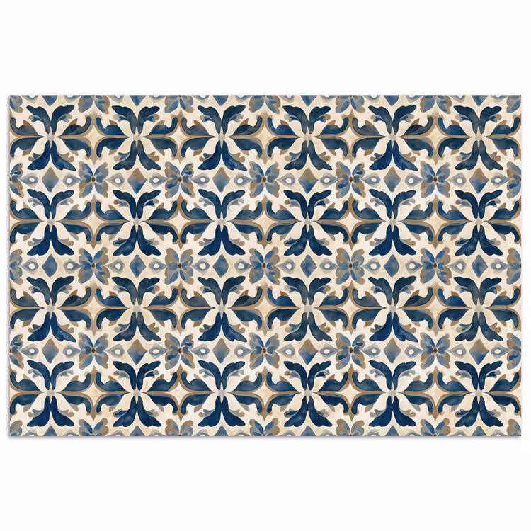 Poster - Tegel - Patroon - Blauw - Beige — 1