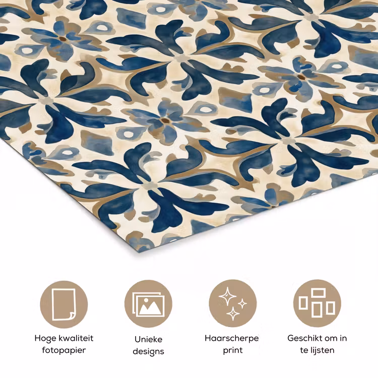 Poster - Tegel - Patroon - Blauw - Beige — 5