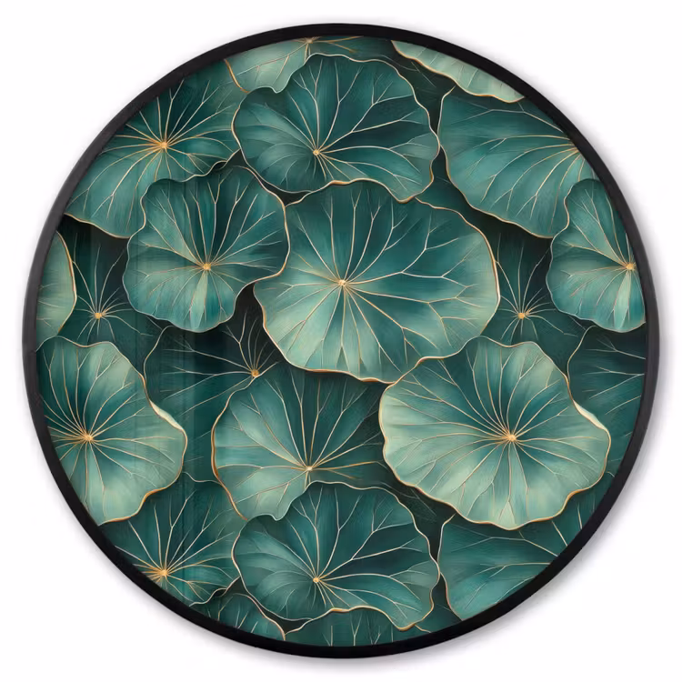 Ronde fotolijst - Patroon - Bladeren - Groen — 1