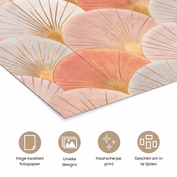 Poster - Waaiers - Goud - Roze — 5