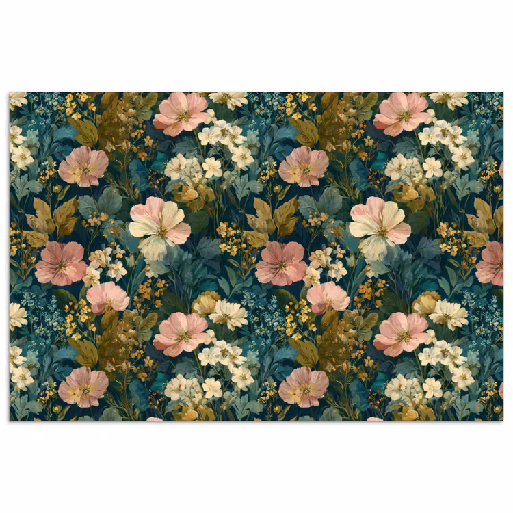 Poster - Wilde bloemen - Botanisch - Patroon - Roze - Romantisch — 1