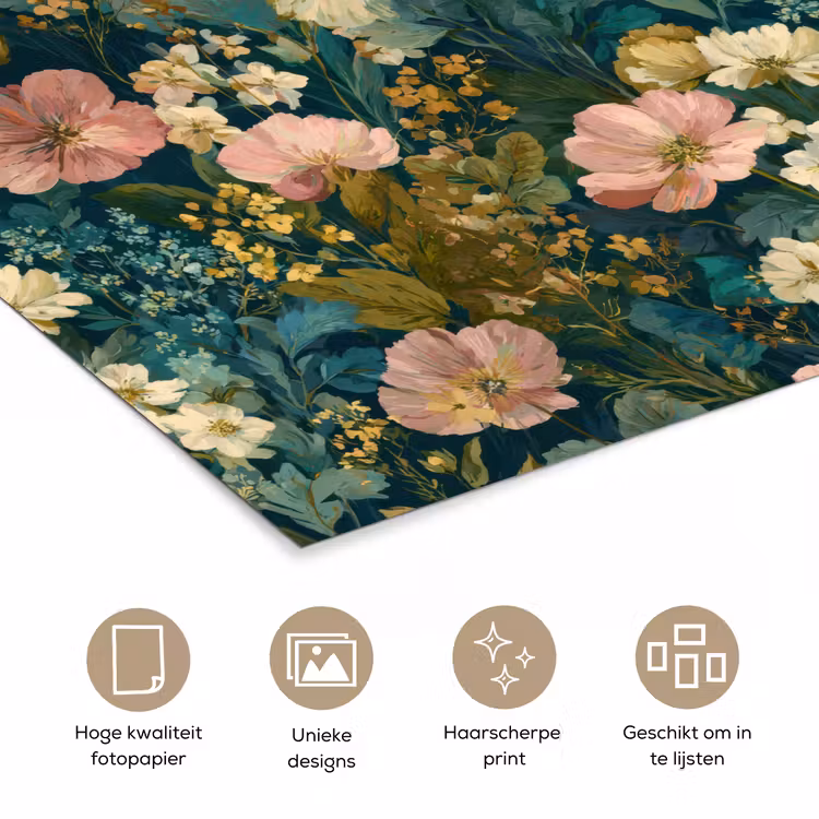 Poster - Wilde bloemen - Botanisch - Patroon - Roze - Romantisch — 5