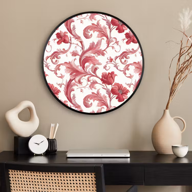 Ronde fotolijst - Barok - Patroon - Rood — 2