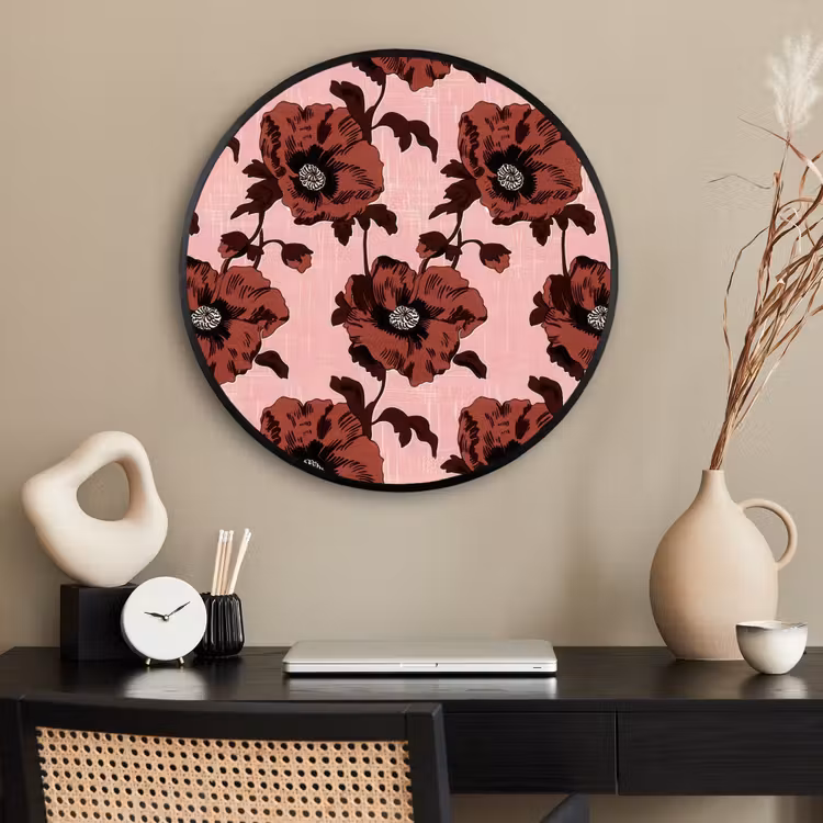 Ronde fotolijst - Bloemen - Retro - Rood — 2
