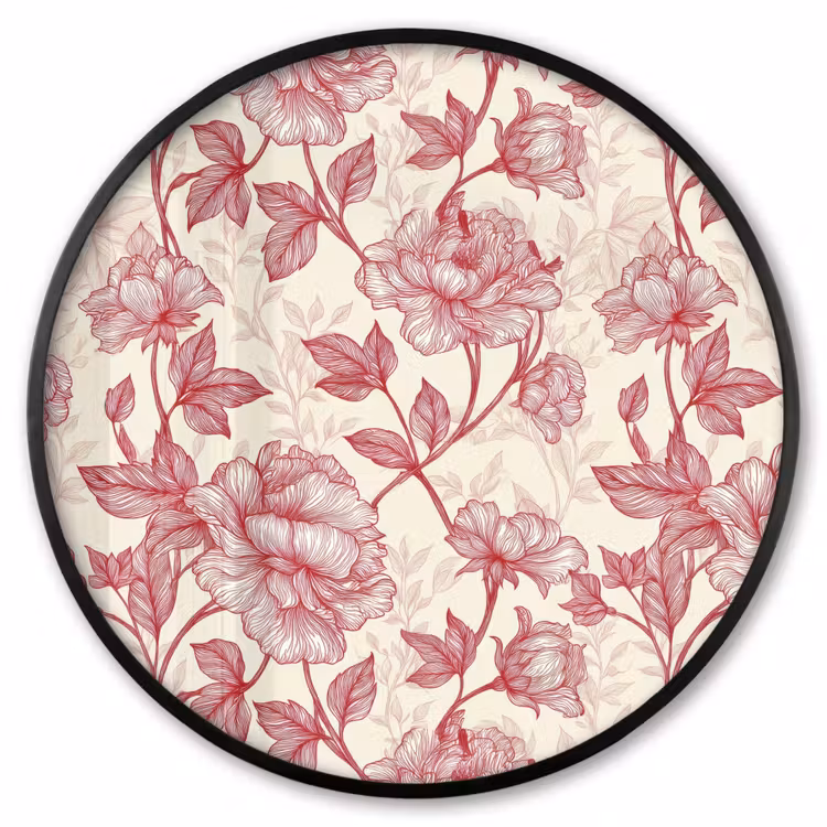 Ronde fotolijst - Pioenrozen - Modern - Rood — 1