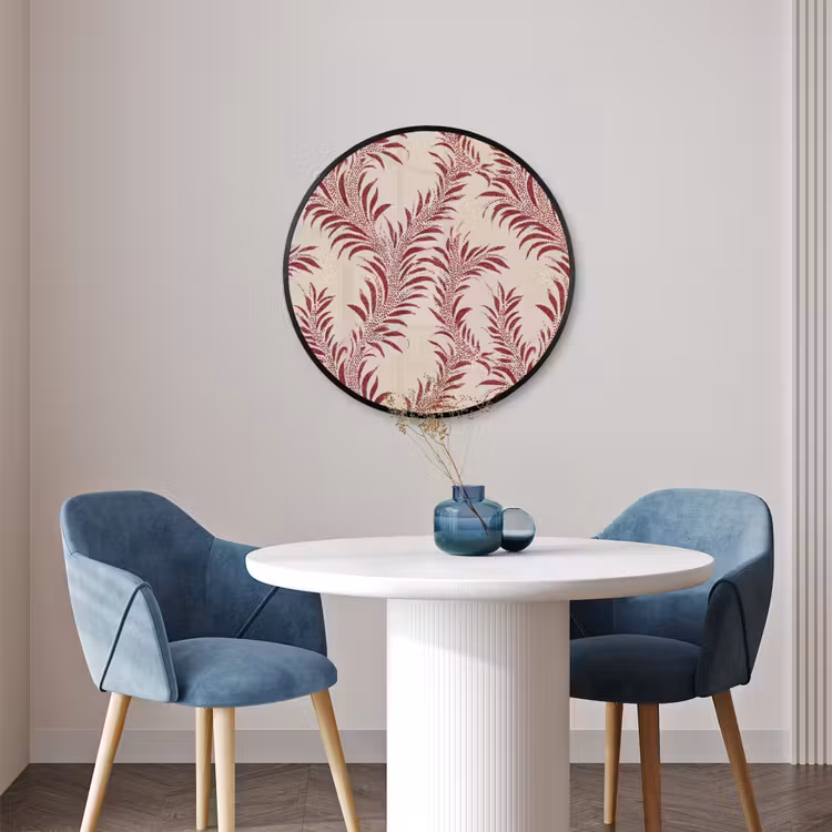 Ronde fotolijst - Bladeren - Linnen - Rood — 3