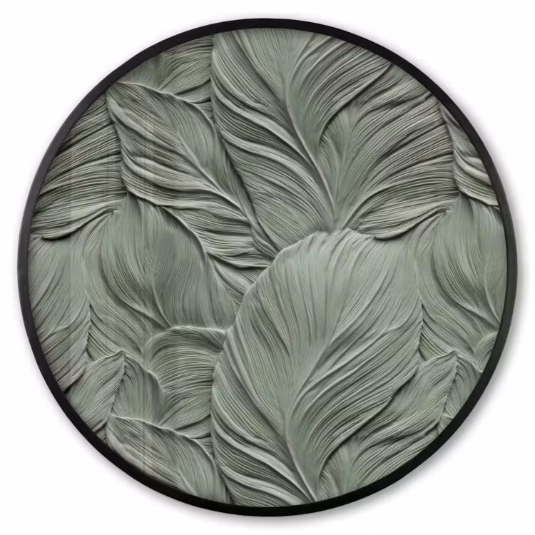 Ronde fotolijst - Bladeren - Textuur - Groen — 1