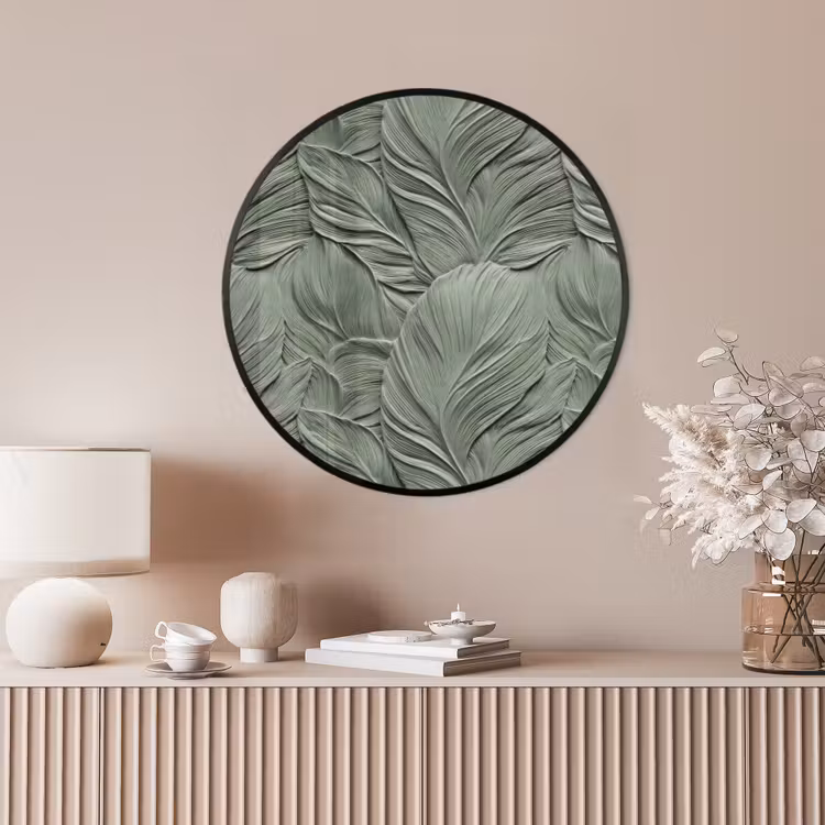 Ronde fotolijst - Bladeren - Textuur - Groen — 4