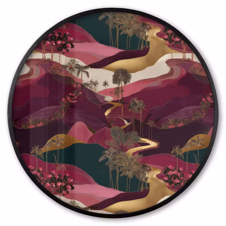 Ronde fotolijst - Magisch - Palmbomen - Goud — 1