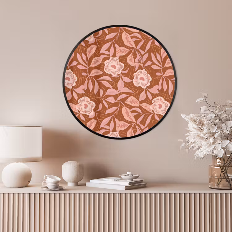 Ronde fotolijst - Patroon - Bladeren - Terracotta — 4