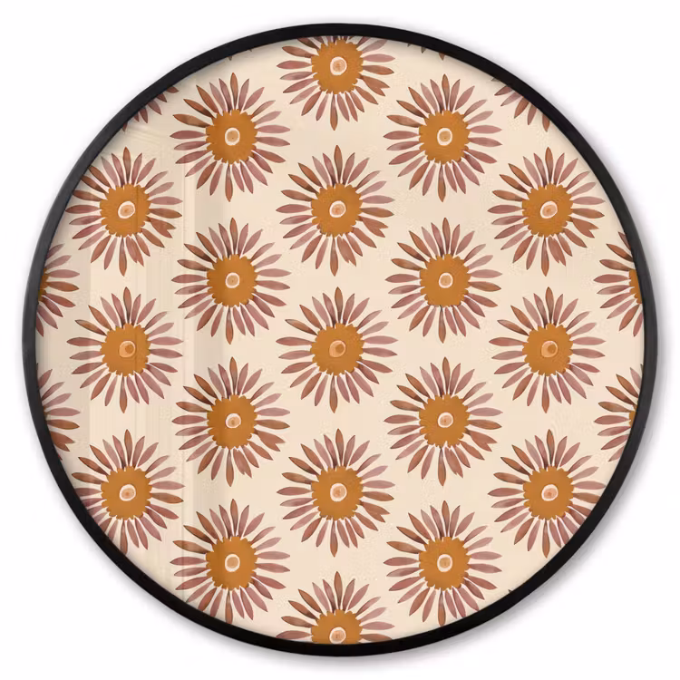 Ronde fotolijst - Patroon - Retro - Bruin — 1