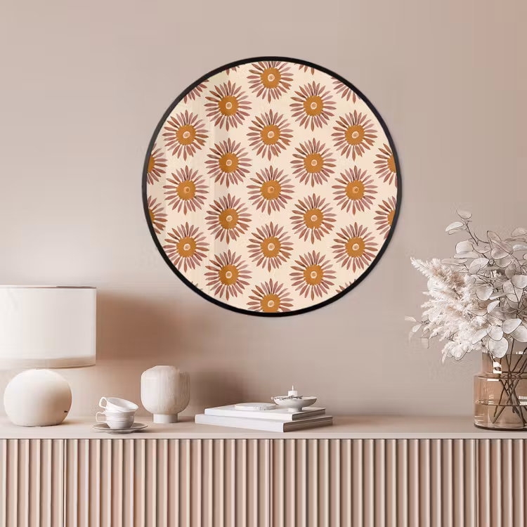 Ronde fotolijst - Patroon - Retro - Bruin — 4