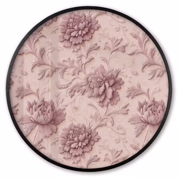 Ronde fotolijst - Reliëf - Pioenrozen - Roze — 1