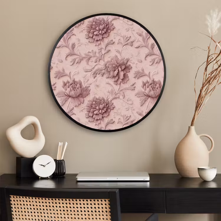 Ronde fotolijst - Reliëf - Pioenrozen - Roze — 2