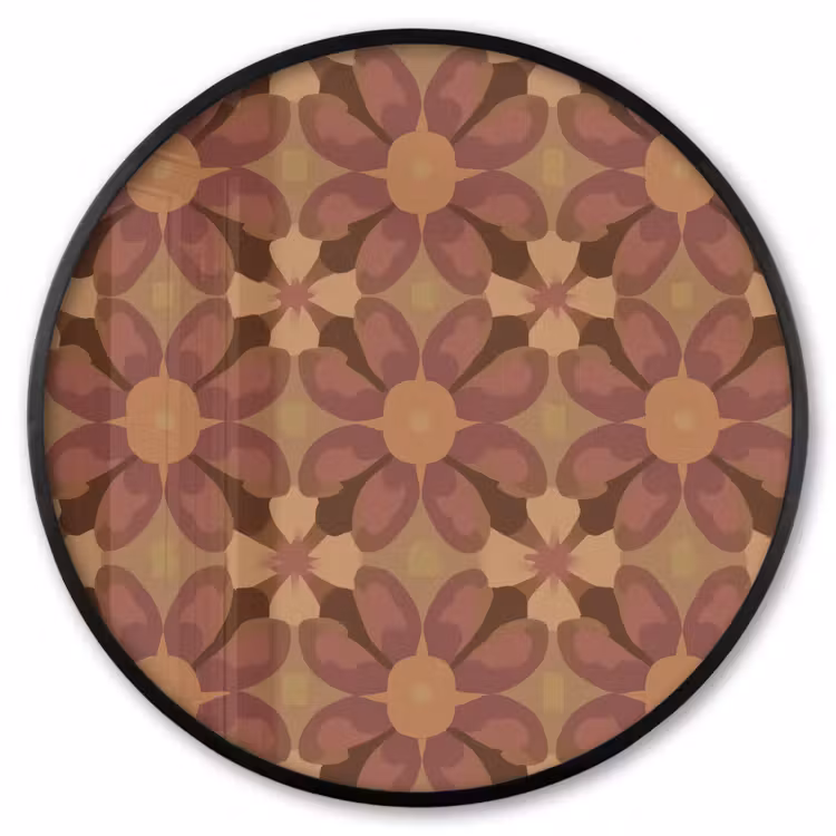 Ronde fotolijst - Retro - Bloemen - Bruin — 1