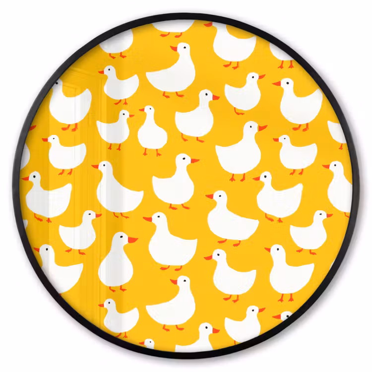 Ronde fotolijst - Eendjes - Patroon - Geel — 1