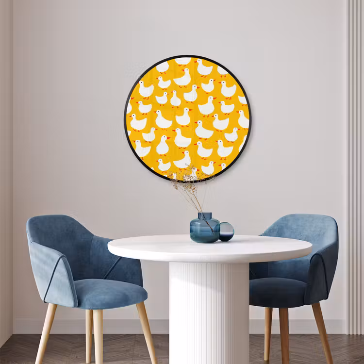Ronde fotolijst - Eendjes - Patroon - Geel — 3