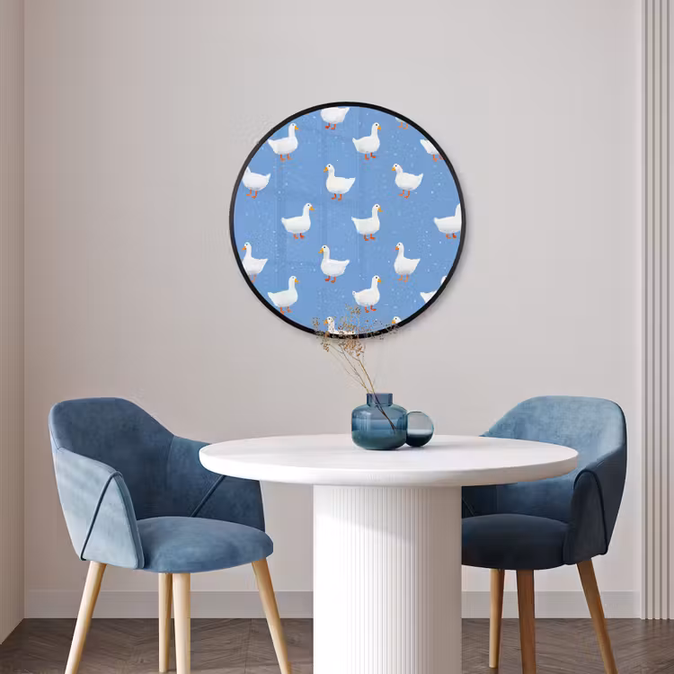 Ronde fotolijst - Ganzen - Elegant - Blauw — 3